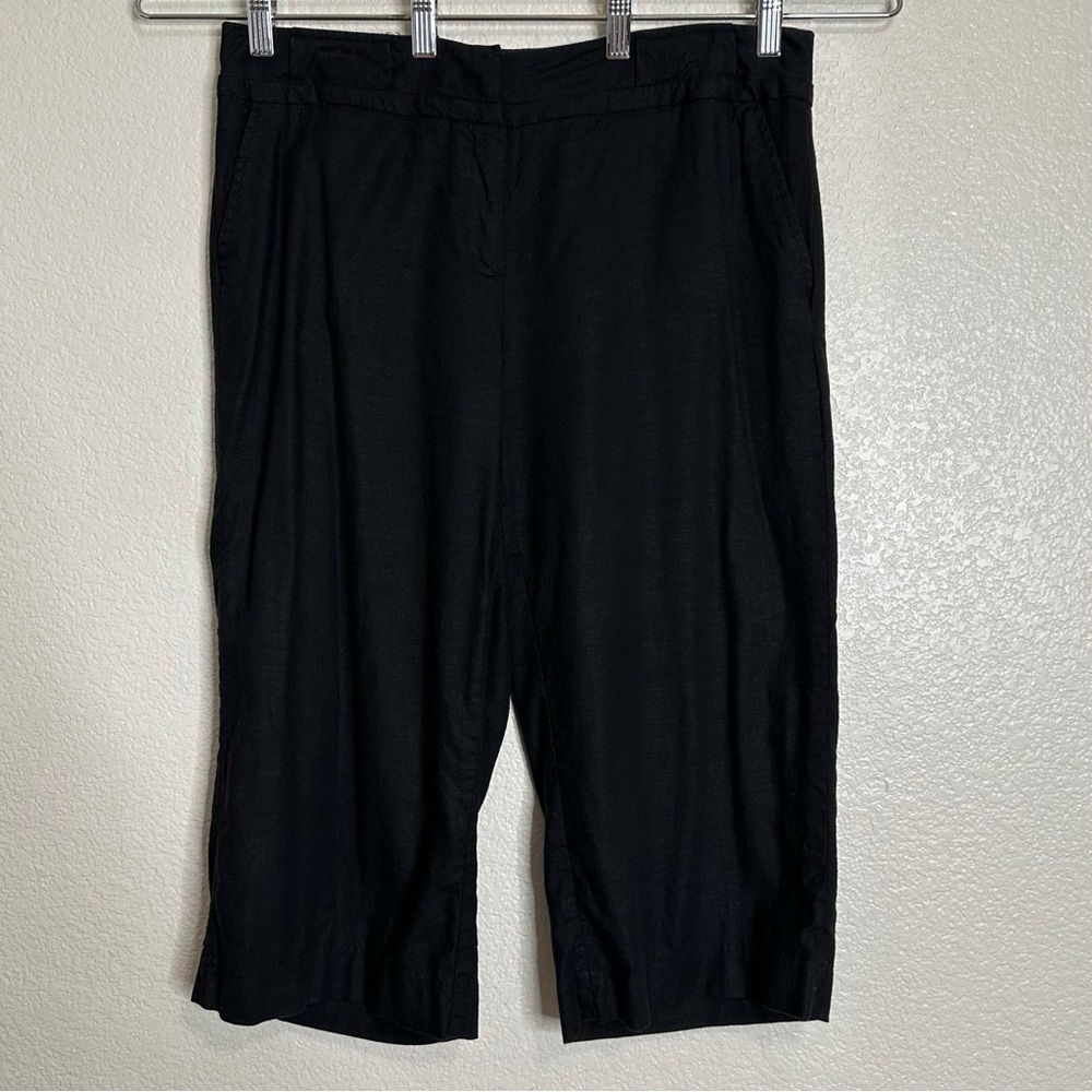 Requirements Linen Blend Black Cropped Pants, Size 10